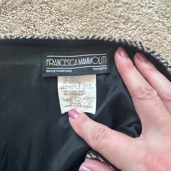 Francesca Mammoliti Grey Herringbone Tweed Skirt with Black Crinoline Hem Size 8 - Picture 4 of 4